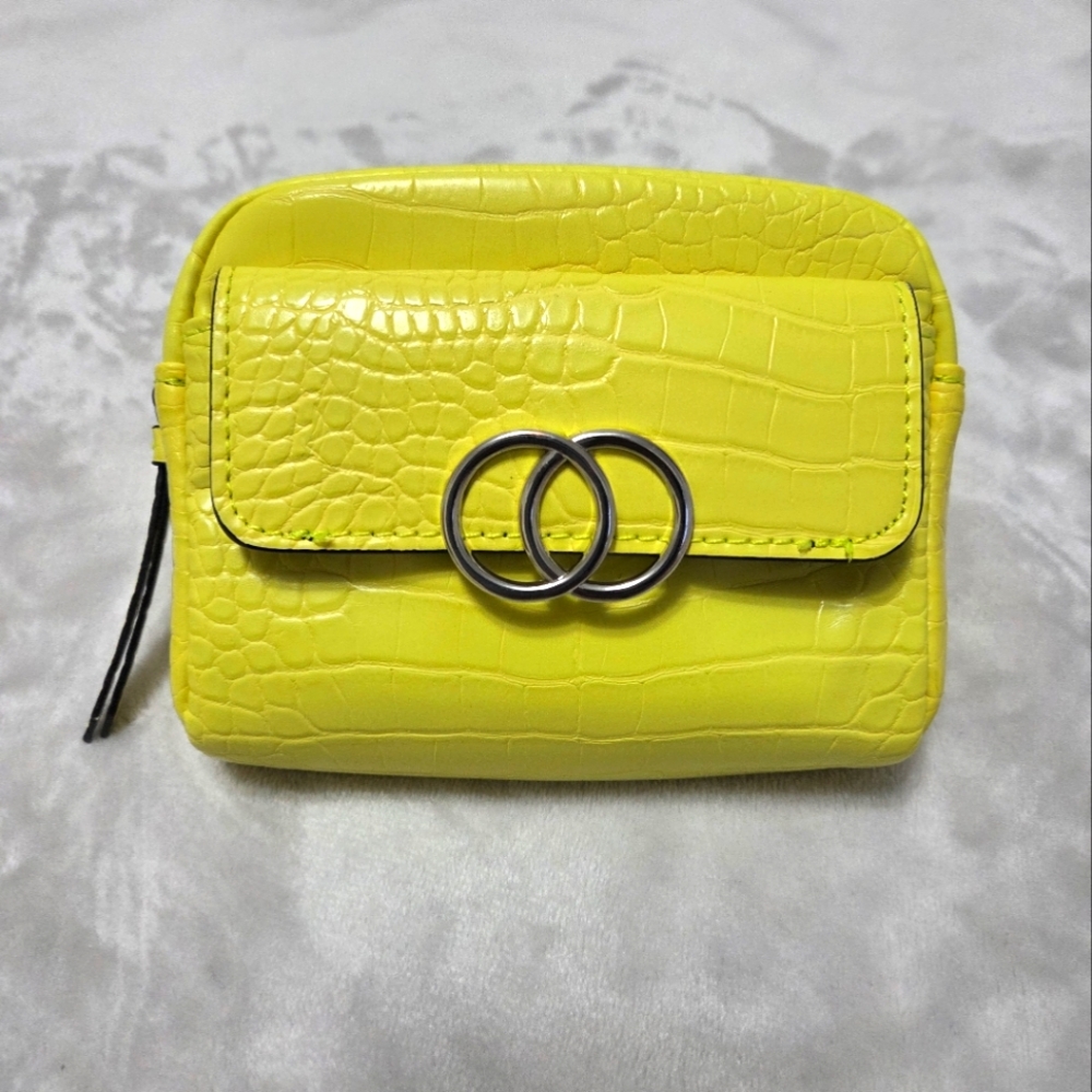 Call It Spring Yellow Croc-Embossed Wristlet